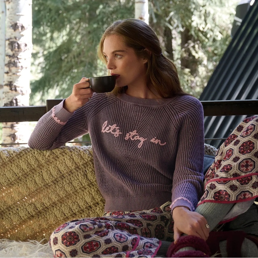 Sundance Let's Stay In Sweater Large Purple